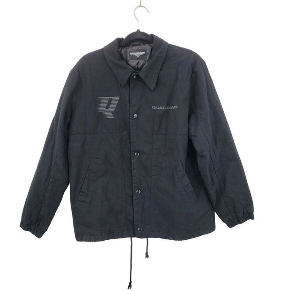 Quadrant Mens Black Canvas Logo Jacket M Cotton Barn Bomber Streetwear Skater - Picture 11 of 11